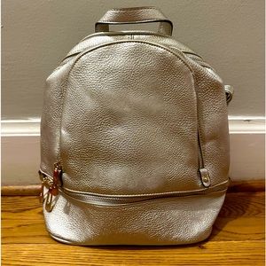 Metallic Silver Mini Backpack